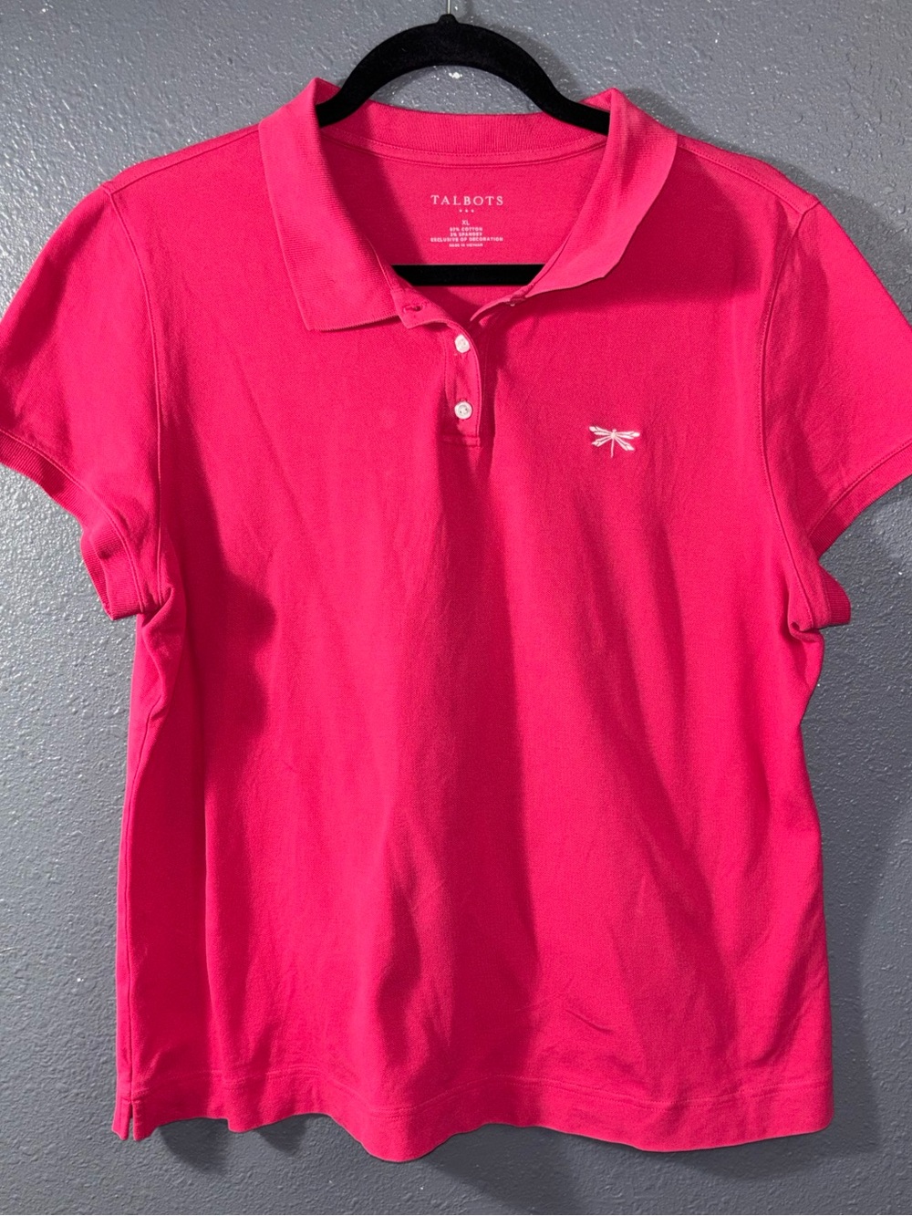 Talbots Pink Polo Shirt with Dragonfly Embroidery